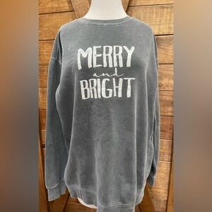 Comfort Colors Gray 'Merry and Bright' Sweatshirt